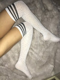 Rhinestone Knee High Socks (White)